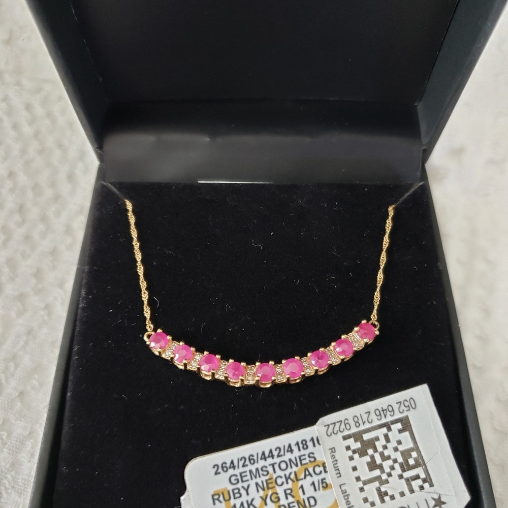 Ruby and Diamond Necklace in 14k Gold